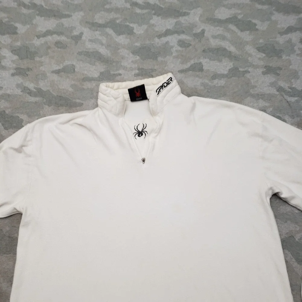 Vintage Spyder Shirt Mens XL White Y2k Quarter Zip Long Sleeve